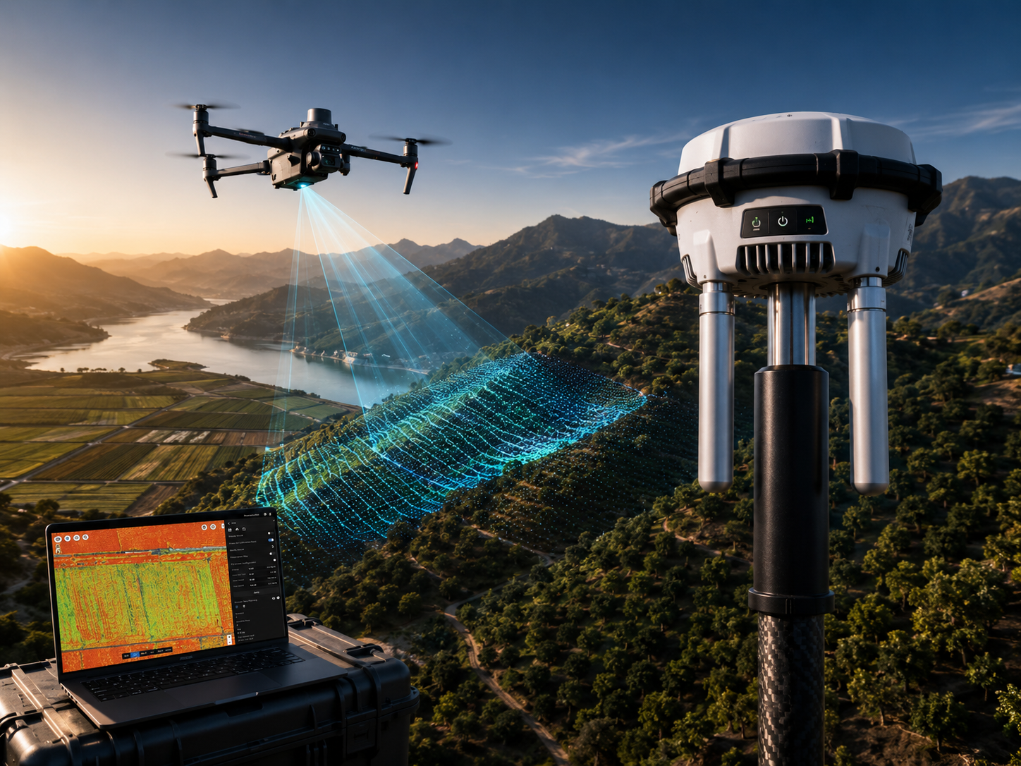 Drone DJI Mavic 3M mapeando lavoura com sensor multiespectral